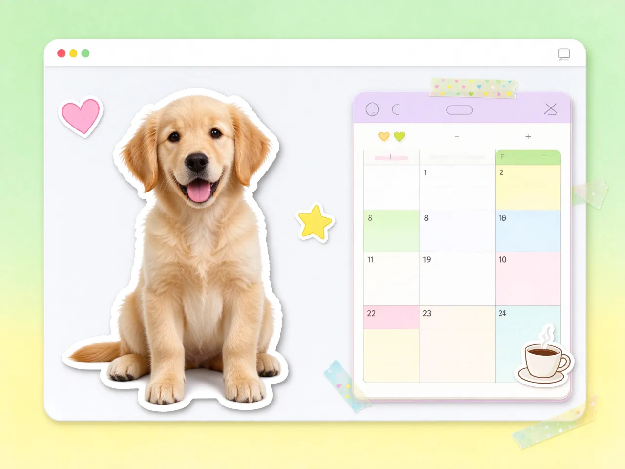 Free sticker maker turned a puppy photo into a die-cut sticker in a digital planner