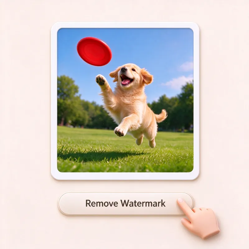 Pressing the Remove Watermark button to remove a watermark from a photo in one click