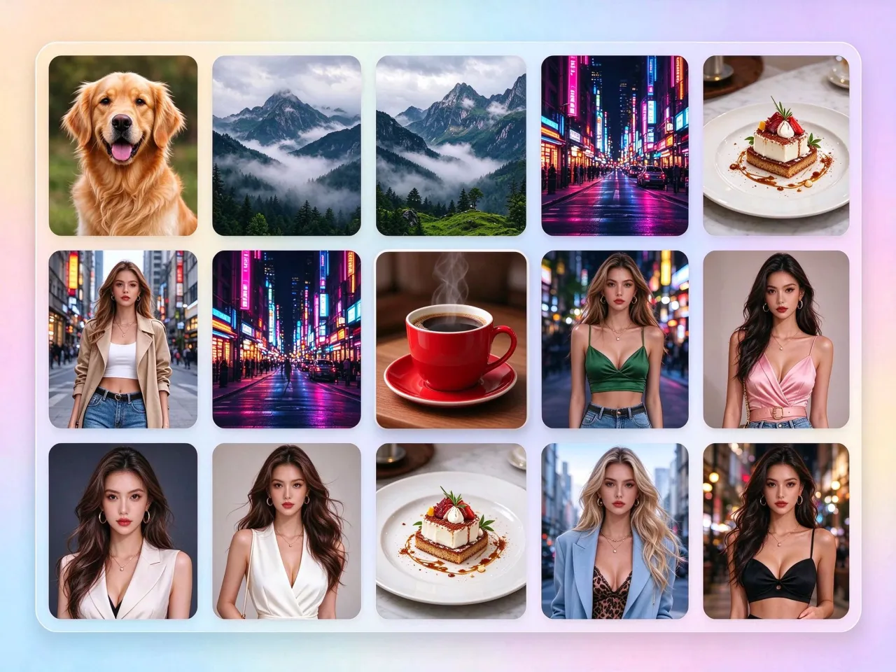 Prompt gallery of AI-generated dog portraits and landscapes after watermark removal